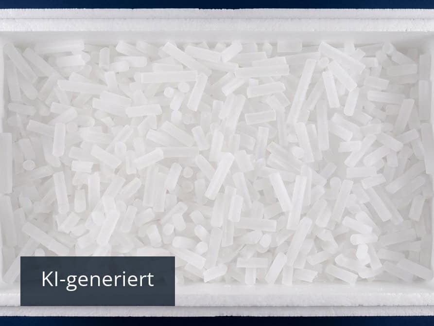 Trockeneis-Nuggets in der Styrobox (KI-generiert)